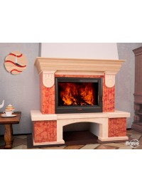 Камінне облицювання Браво Болонія пряме матеріал Rosso Asiago + Botticino