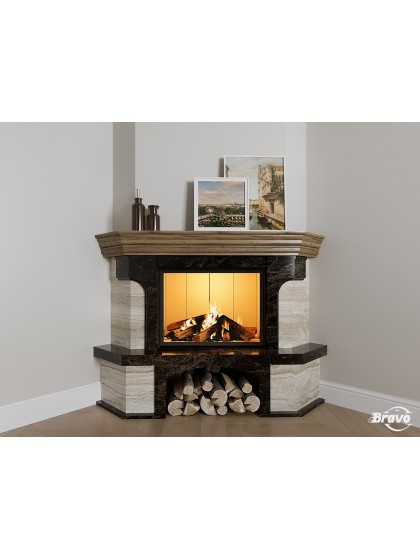 Камінне облицювання Браво Порто кутове матеріал Daino Reale + Emperador Dark