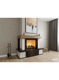 Камінне облицювання Браво Верона пряме матеріал Emperador Dark + плитка Travertine