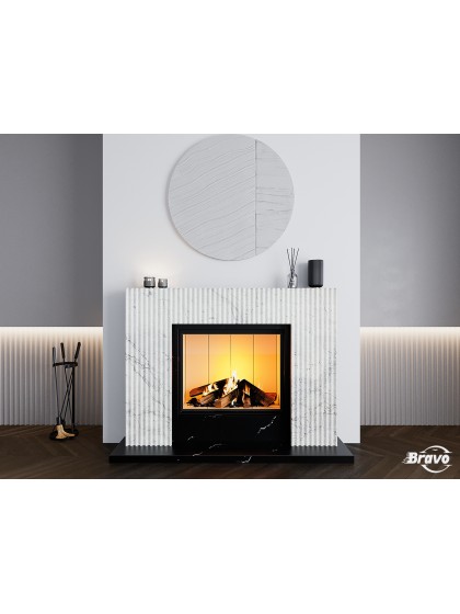 Камінне облицювання Браво Даллас матеріал Volakas + Nero Marquina