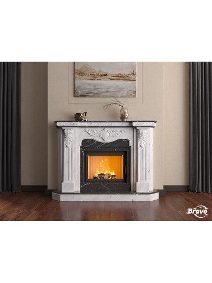 Камінне облицювання Браво Барселона матеріал Polaris + Nero Marquina