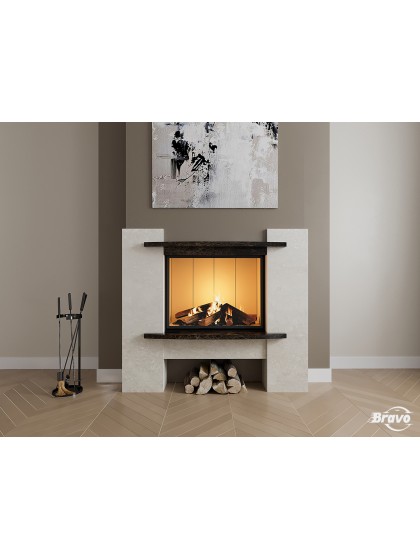 Камінне облицювання Браво Лейпциг матеріал Botticino + Emperador Dark Камінне облицювання Браво Лейпциг матеріал Botticino + Emperador Dark