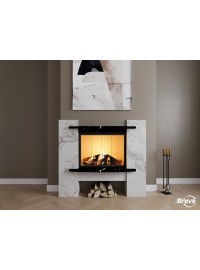 Камінне облицювання Браво Лейпциг матеріал Volakas + Nero Marquina