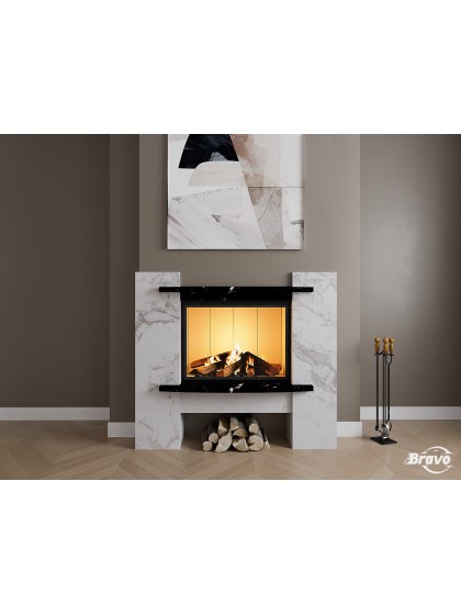Камінне облицювання Браво Лейпциг матеріал Volakas + Nero Marquina Камінне облицювання Браво Лейпциг матеріал Volakas + Nero Marquina