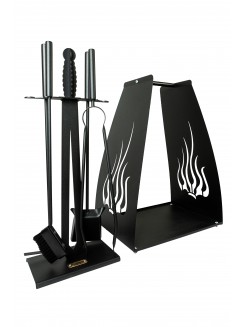 Набір для каміна "Екскалібур М" з корзиною для дров "Полум'я"