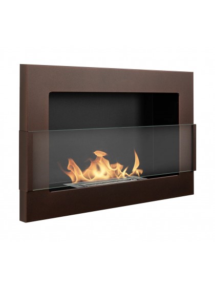 Біокамін GLOBMETAL настінний 650х400 коричневий матовий (зі склом)