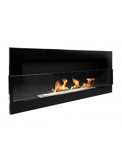 Біокамін GLOBMETAL настінний 900х400 чорний глянцевий (зі склом)