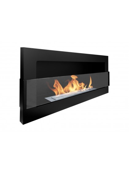 Біокамін GLOBMETAL настінний 900х400 чорний матовий (зі склом)