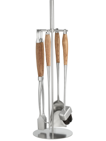 Набір для каміна на підставці з нержавіючої сталі з дубовими ручками Hansa