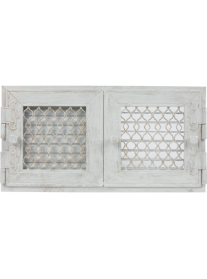 Вентиляційна решітка Kratki 17х17 см RETRO подвійна біла відкривна
