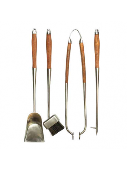 Набір для каміна підвісний  з нержавіючої сталі з дубовими ручками Hansa