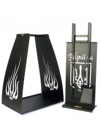 Набір для каміна "Україна" з корзиною для дров "Полум'я"