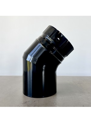 Коліно двосекційне порцеляно-емальоване 45° Ø130 глянцево-чорне