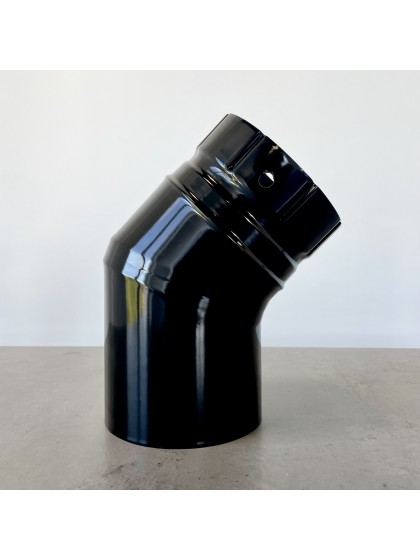 Коліно двосекційне порцеляно-емальоване 45° Ø150 глянцево-чорне