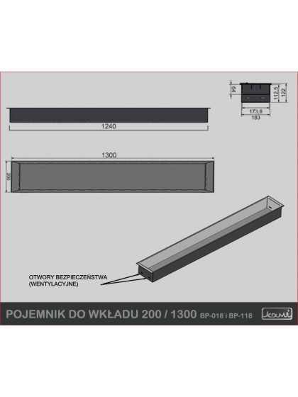 Контейнер для пальника Kami 200×1300